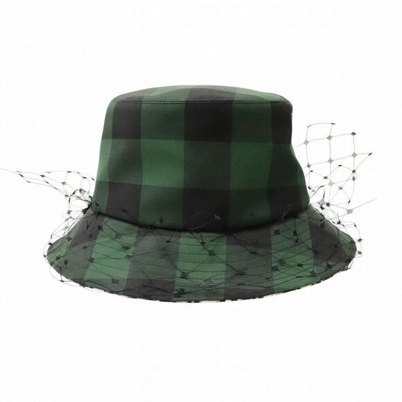 Christian Dior Check Pattern Bucket Hat Bucket Veil Bob Hat Tulle Oblique Green main image 9